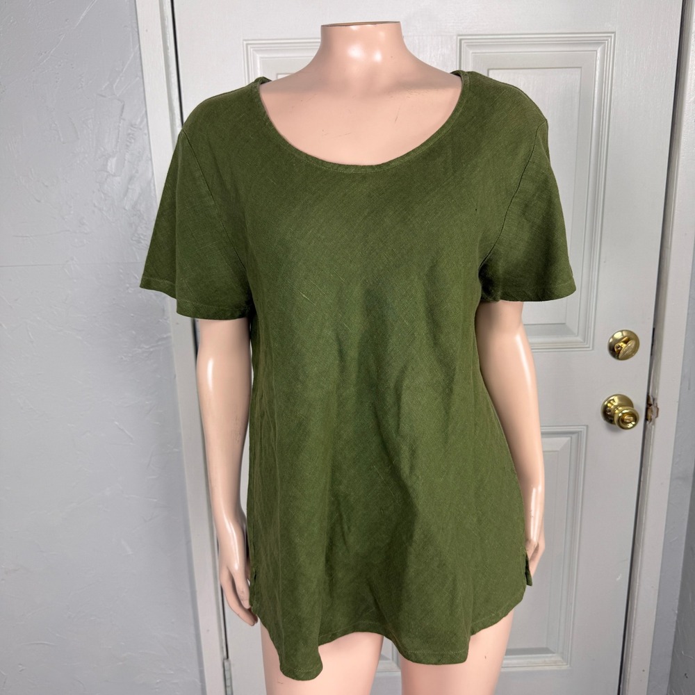 Cut Loose Women's Shirt Large Scoop Neck Linen Lagenlook Bohemian L3-10